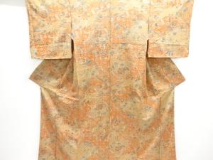 未使用品　幾何学に唐花模様小紋着物